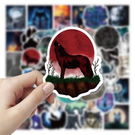 Wolf Stickers for Laptop (Pack of 50), Gift for Children, Teens, Adults, Boys, Vintage Waterproof Stickers for Water Bottles, Vinyl Stickers for Scrapbooking, Skateboard, Car