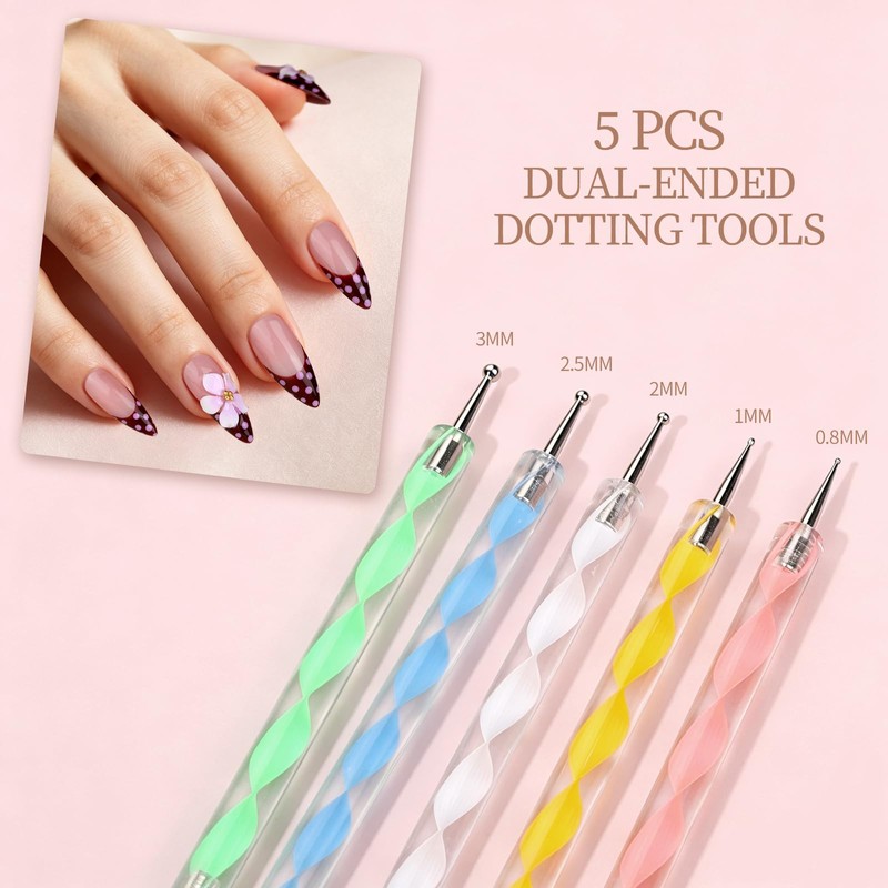 20 Pcs Nail Art Brushes and 40 Pcs Nail Stickers,