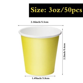 Huaiid 3 Oz 50 Packs Small Paper Cups Disposable Mouthwash Cups Bathroom Paper Cups Espresso Paper Cups Small Paper Cups for Snack Bathroom Espresso Perfect for Home Condos Rvs Campers（Yellow）