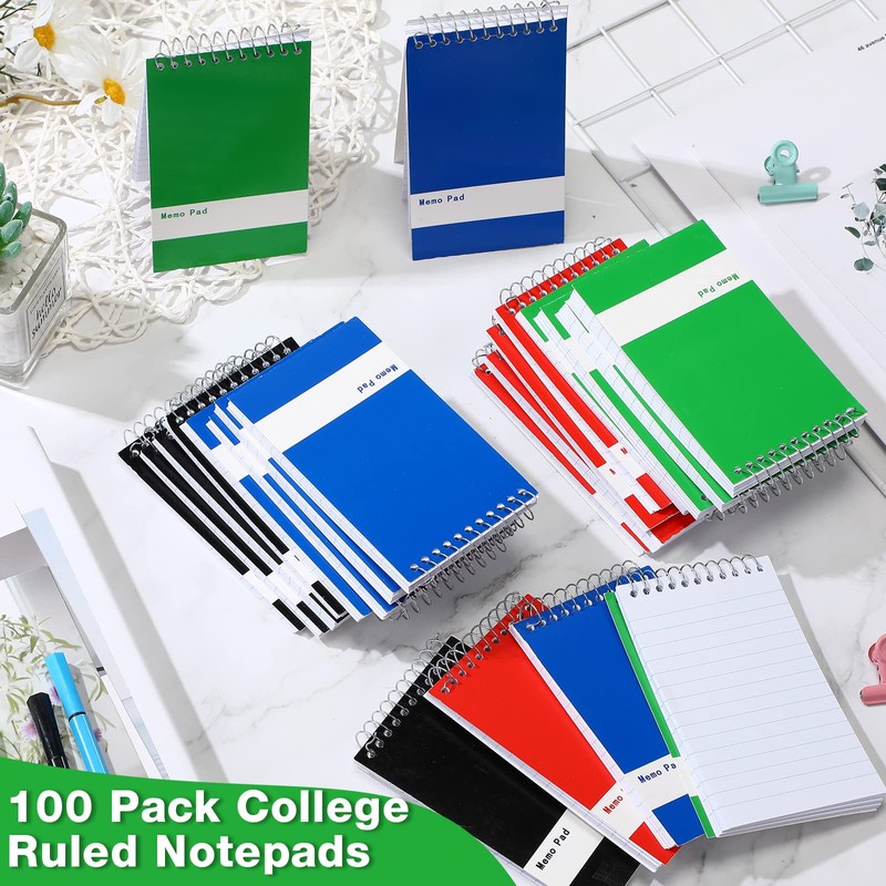 Thenshop 100 Pads Spiral Memo Pads Bulk 3 x 5
