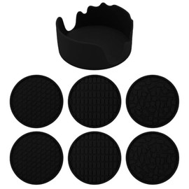Silicone Coasters with Holder, Black