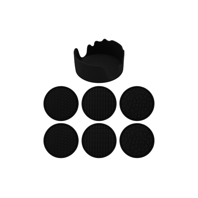 Silicone Coasters with Holder, Black