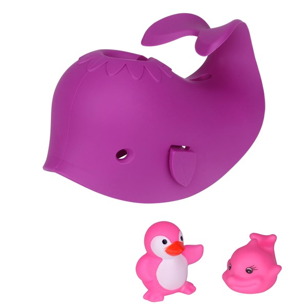 Bath Spout Cover, Faucet Cover Baby Bathroom Tub Faucet Cover Protector for Kids, Bathtub Spout Cover for Baby Kids Toddlers Protection Accessories Baby Safety Bath Silicone Toys Whale Purple