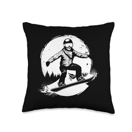 Snowboarder Drawing Snowboarding Lessons Throw Pillow