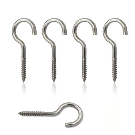 YAFIYGI 5PCS Screw Hook, 2.56 Inches 304 Stainless Steel Ceiling Hook, Heavy-Duty Screw-in Hooks for Hammock Stands, Wood, Indoor and Outdoor Use