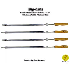Oca-Brazil Big Cuts - Set of 4 Brazilian Skewers for BBQ 28" - Professional Grade