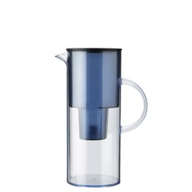 Stelton EM77 Water Filter Jug - Compatible with Brita Water Filter Cartridges - Modern Style Plastic Water Jug - Reduces Chlorine, Limescale - 2 Litres, Blue