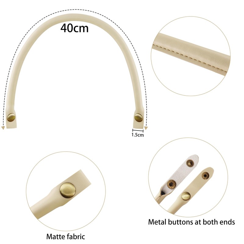 alwaiiz Pack of 2 Press Stud Bag Handles, Leather, Replacement