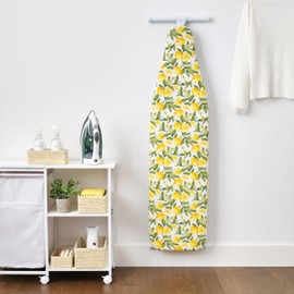 Juvale Ironing Board Cover & Pad - 15 x 54 in Standard Size - Yellow & Green Lemon Print - Thick Cotton-Felt Padding & Elastic Drawstring Closure