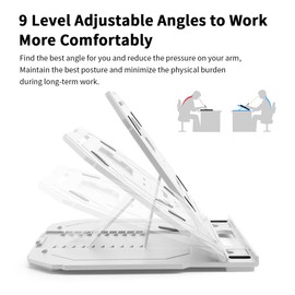 Frunsi Drawing Tablet Stand, Laptop Stand, Foldable Stand for Tablet Display, 9 Levels Adjustable Angles with a Built-in Phone Holder, for 12-17 inch Drawing Tablet, Smartphones