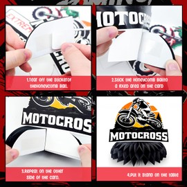 Motorcycle Honeycomb Centerpiece, 9 Pcs Motorbike Happy Birthday Honeycomb Centerpieces/Dirt Bike Party Centerpieces/Motorcycle Birthday Decorations Honeycomb for Dirt Bike Birthday Party Decorations