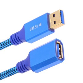 NFHK USB 3.0 Type-A Male to USB3.0 A Female Cable Extension Blue Sleeve 5Gbps for Disk SSD Camera Data 60cm