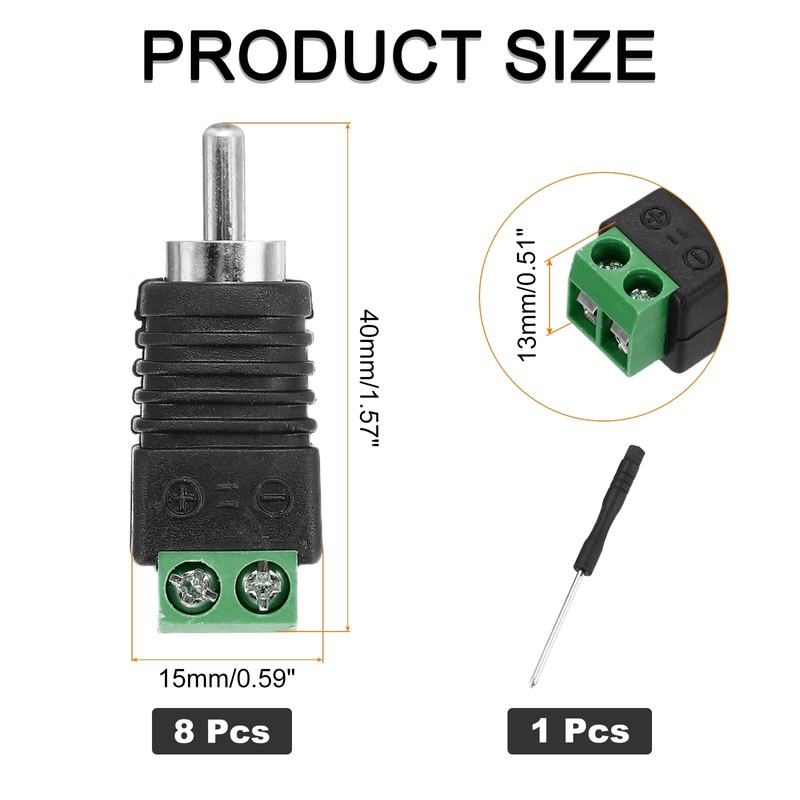sourcing map 8Pcs RCA Cable Solderless Adapter, Audio/Video Speaker Wire