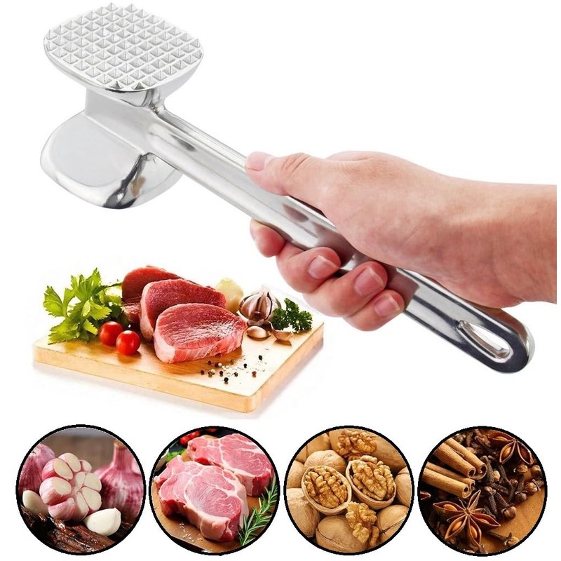 Stainless Steel Meat Tenderizer Hammer – Heavy Duty Mallet Pounder
