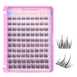 Mlen Diary Lash Clusters,100pcs 10-16mm Individual D Curl Manga Individual Cluster Lashes, DIY Eyelash Extension Kit, Cat Eye Lashes Natural Look Manhwa Lashes