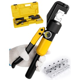 HYCLAT 10 Tons Hydraulic Crimping Tool Battery Cable Lug Terminal Crimper with 9 Pairs of Dies, 12 AWG to 2/0 AWG Wire Crimping Tool