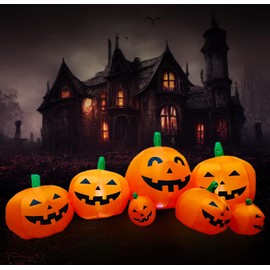7.5FT Halloween Inflatables Decorations Pumpkin, Inflatables Outdoor Decorations Inflatable Pumpkin, Halloween Decorations Blow Ups Pumpkin for Yard,Party,Garden(7 Built-in LED Lights Set)