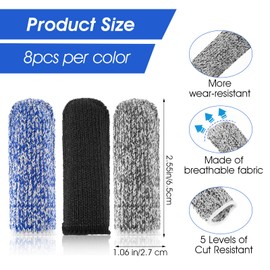 Wanmu 24 Pcs Finger Protectors, Finger Cots Cut Resistant, Finger-Gloves, Fingers Covers for Cuts, Fingers Sleeve Protectors for Garden, Kitchen, Work, Anti-Slip Reusable Gloves Life Extender