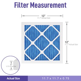 Maycold 12x12x1 MERV 11 Furnace Air Filter (6-Pack), High-Performance HVAC AC Filters for Home Use, Actual Size: 11.70” x 11.70” x 0.75”, Individually Wrapped in Plastic