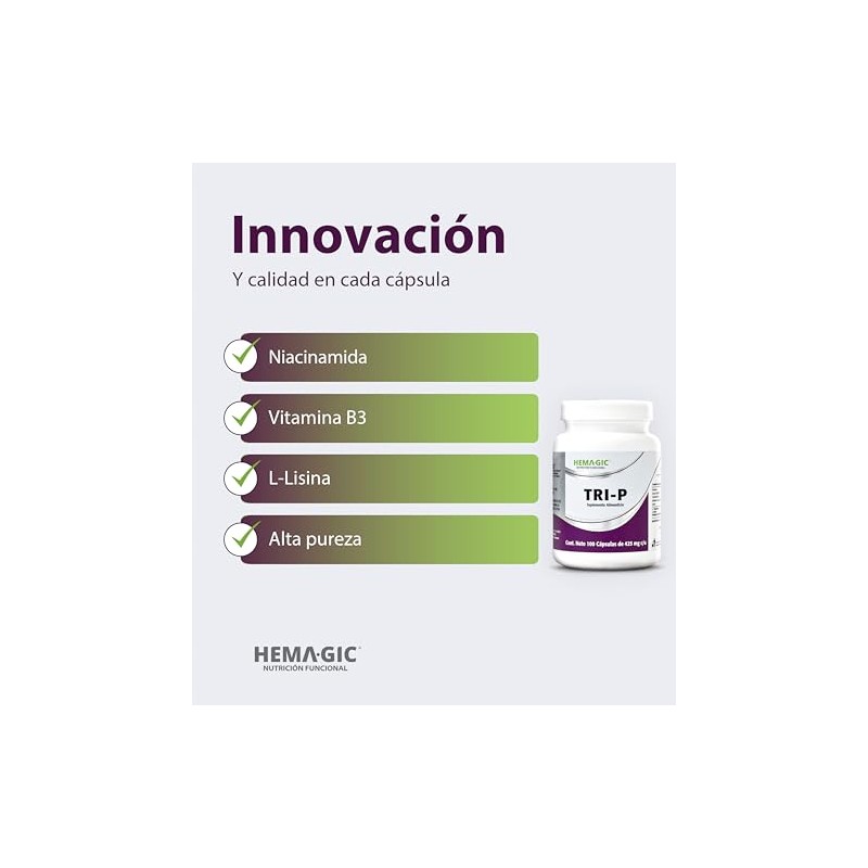 TRI-P Triptófano, L-Lisina y Vitamina B3 - Suplemento