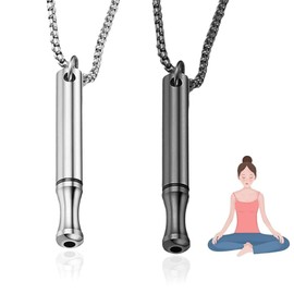 2PCS Necklace Breathing, Calm Carry for Portable Stainless Steel Whistle Anxiety Necklace for Breathing Exercises,Meditation, Gifts for Men and Women Gifts, Christmas Valentine Gift