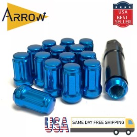 ARROW 20x Blue 1/2-20 Spline Tuner Style Lug Nuts and Key Fit Ford Model