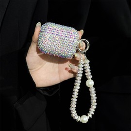 JLSDBMZ for AirPods 4 Case,New Laser Bling Shiny Rhinestones,Crystal Glitter Diamond Cute Case for Airpods 4th Generation Case with Bracelet for Women