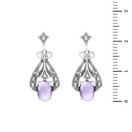 Esse Marcasite Sterling Silver Amethyst and Marcasite Vintage Art Nouveau Drop Earrings