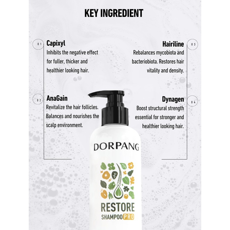 DORPANG Restore Shampoo for Thinning Hair, Balance Scalp environment, Thicker