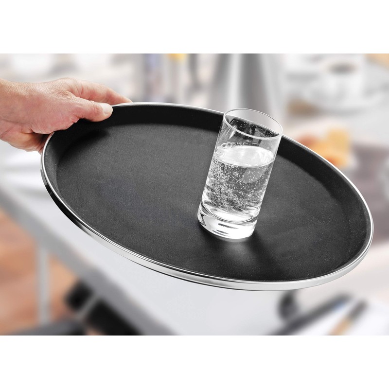 Esmeyer 307-010 Antirutsch-Tablett Tennessee, Fiberglas/Gummi, schwarz/Silber, 37 x 37 x