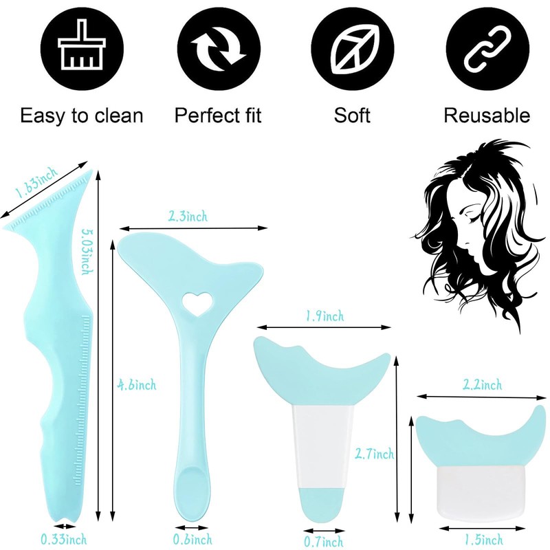 Eyeliner Stencils Tool Kit, 4Pcs Wing Tips, Eyeshadow Baffle, Eyeliner