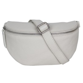 AmbraModa GLX1 Unisex Small Waist Bag Bum Bag Shoulder Bag Made of Genuine Leather, Beige Cream, Waist bag, bum bag, shoulder bag