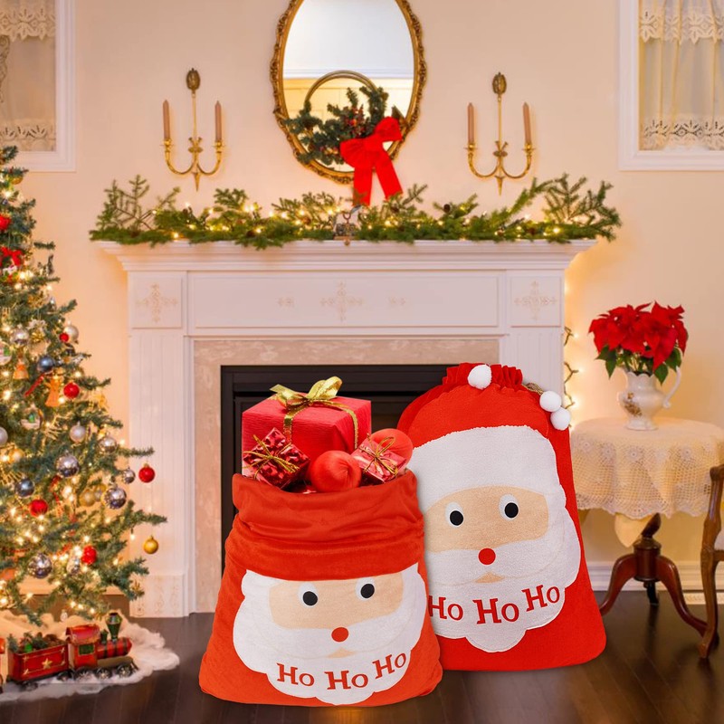 2 pcs Christmas Santa Gift Sack Red Large Bag Oversize
