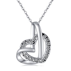 TwoAnts Viking Necklace 925 Sterling Silver Heart/Witch Knot / Infinity Pendant for Celtic Necklace Norse Rune Chain Viking Jewellery Amulet Gifts for Women Men, Sterling Silver