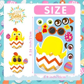 24 Sheets Easter Stickers Easter Basket Stuffers DIY Happy Easter Egg Bunny Sticker Easter Crafts Stickers, Easter Gifts Decor Treats Games Activities Party Favor Supplies