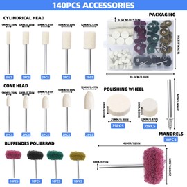 TETEWEVER 140 PCS Wollfilz Scheuerschwamm Polierscheiben Set Polieraufsatz Akkuschrauber Dremel Polierset Wollfilz Montierter Dorn Polierset Schleifmittel Polierscheiben für Dremel Rotationswerkzeuge