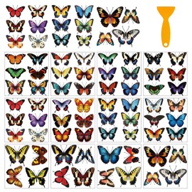 Hobbspring 12 Blatt Schmetterling Fensteraufkleber 5.51x5.51cm Vintage Tier Fensteraufkleber PVC Fensterkunstaufkleber Für Kinderzimmer Spielzimmer Schlafzimmer Fensterglas Wanddekoration