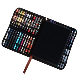 Large Capacity Fountain Pen Case PU Leather Coffee Color 48 Slots pen pouch bag