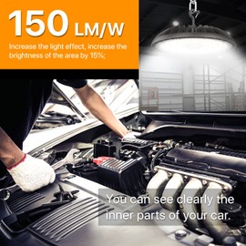 DEMILARE Led High Bay Light 250W, 5000K Bright High Bay Led Lights 37500LM, Durable UFO Bay Lighting (150LM/W) for Workshop, Garage, Warehouse