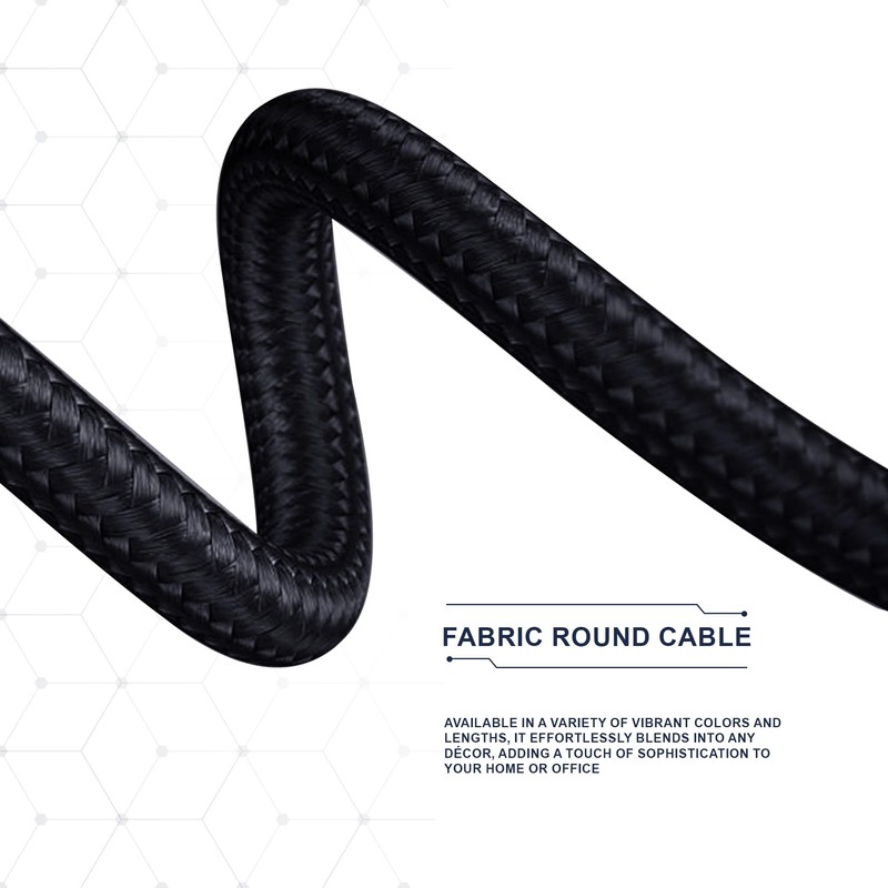 LEDSone 5 Meter Roll Black Cable 2 Core Braided Round,