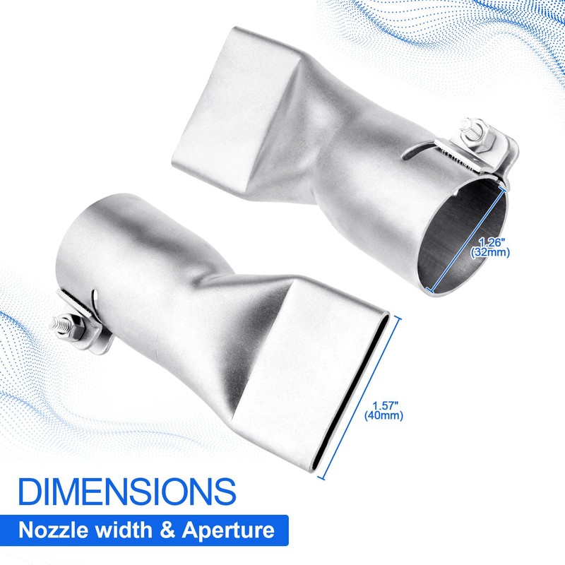 SWIGRANCE Hot Air Welding Nozzles 40mm Mouth Width 2Pcs/Set, Stainless