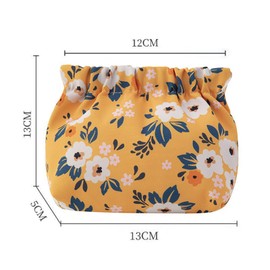 bolukets Small Makeup Bag Travel Toiletry Bag For Women Girls 13x5x13CM, Portable Cute Printed Storage Bag Aesthetic Organizer Pouch for Lipstick Cosmetic Keychain Small Items(Yellow Flower)