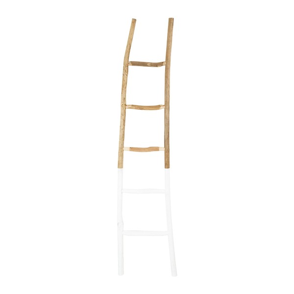 Creative Co-op EC0194 Decorative Painter Wood Blanket Ladder, White/Natural