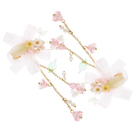 Baluue 1pair Floral Tassel Hair Clips for Girls Elegant Ribbon Flower Hair Accessories for Boy Girl Comfortable and Safe for Parties and Everyday Use