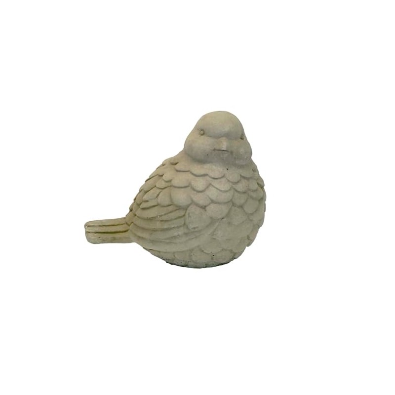 Solid Rock Stoneworks Large Feathered Bird Concrete Statue, 10" Tall,