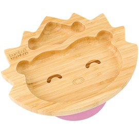 bamboo bamboo ® Baby and Toddler Suction Plate for Feeding and Weaning | Bamboo Plate with Secure Suction | Suction Plates for Babies from 6 Months (Pink, Hedgehog)