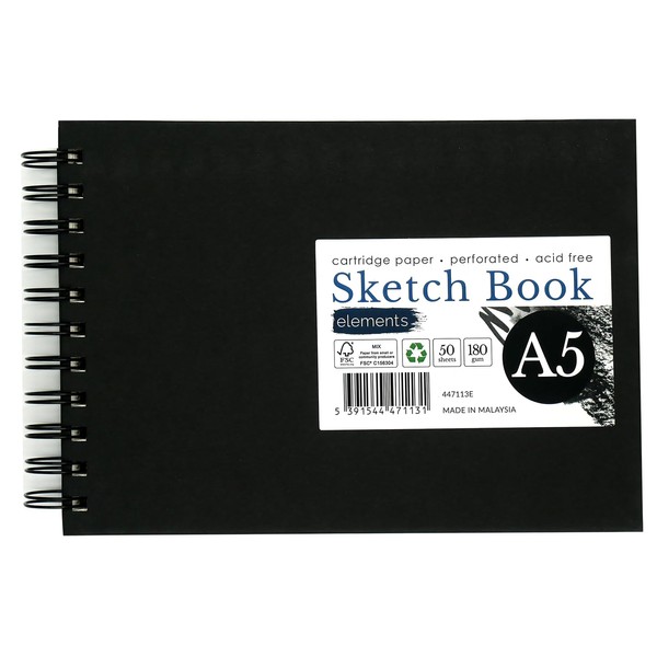 Elements A5 Wire-O Sketch Book | 50 Sheets (100 Sides)