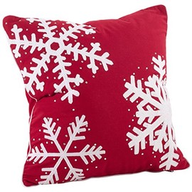 SARO LIFESTYLE 6401.R18S Studded Snowflakes Down Filled Throw Pillow, Red, 18"