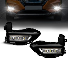 OKSIWA LED Fog Lights with DRL for Nissan Rogue/X-Trail 2017-2020 (Not Fit Sport Models),Fog Lights Bumper Driving Lamps Assembly, Clear Lens,Yellow Turn Signal,Only drl Wiring Harness