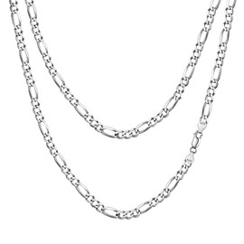 Simple Silver Small Necklace for Women 18inch Thin 3mm Figaro Chain Italy Jewelry Replacement Chain for Cross Pendants